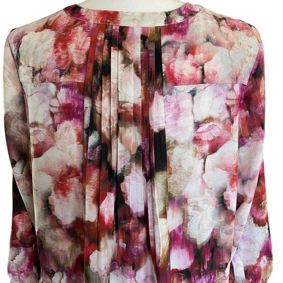 NYDJ Not Your Daughters Jeans Pink Moody Floral Watercolor Blouse Petite L - Picture 5 of 14